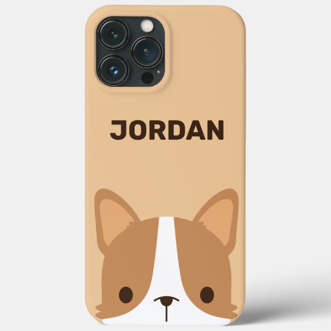 Cute Corgi Dog with Personalised Name Case-Mate iPhone Case (Back)
