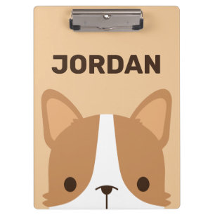 Cute Corgi Dog with Personalised Name Clipboard