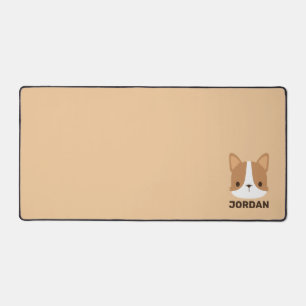 Cute Corgi Dog with Personalised Name Desk Mat