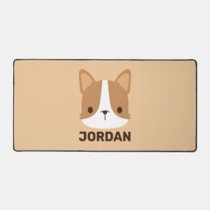 Cute Corgi Dog with Personalised Name Desk Mat