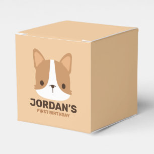 Cute Corgi Dog with Personalised Name Favour Box