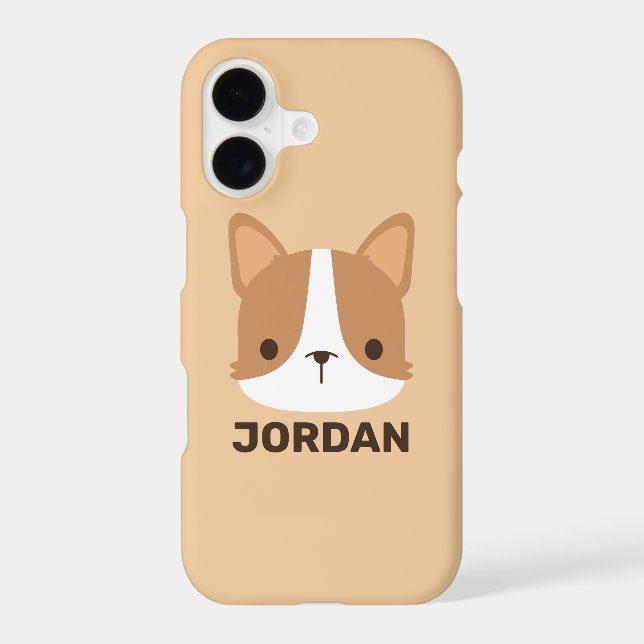 Cute Corgi Dog with Personalised Name iPhone Case (Back)