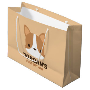 Cute Corgi Dog with Personalised Name Large Gift Bag
