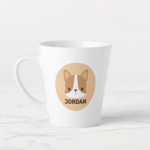 Cute Corgi Dog with Personalised Name Latte Mug