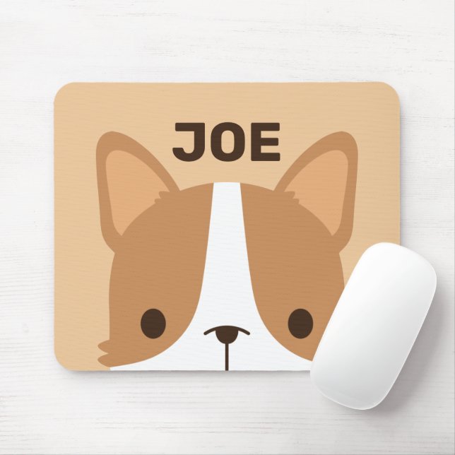 Cute Corgi Dog with Personalised Name Mouse Mat (With Mouse)