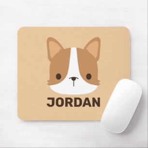 Cute Corgi Dog with Personalised Name Mouse Mat