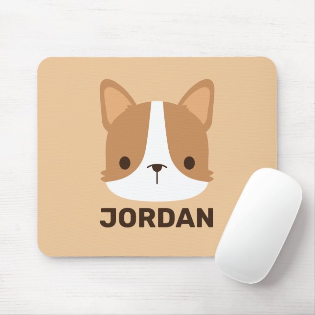 Cute Corgi Dog with Personalised Name Mouse Mat (With Mouse)