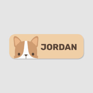 Cute Corgi Dog with Personalised Name Name Tag