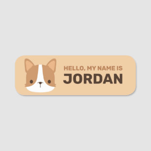 Cute Corgi Dog with Personalised Name Name Tag