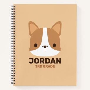 Cute Corgi Dog with Personalised Name Notebook