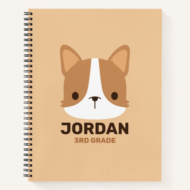 Cute Corgi Dog with Personalised Name Notebook (Front)