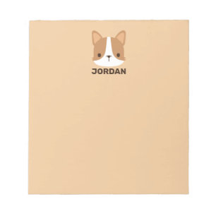 Cute Corgi Dog with Personalised Name Notepad