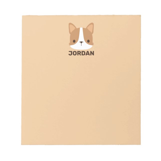 Cute Corgi Dog with Personalised Name Notepad (Front)
