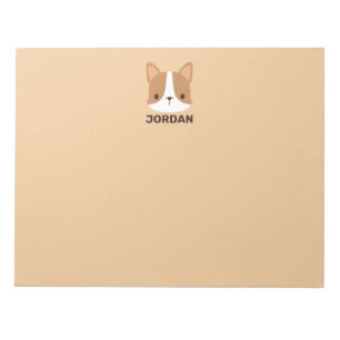 Cute Corgi Dog with Personalised Name Notepad