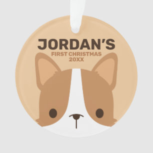 Cute Corgi Dog with Personalised Name Ornament