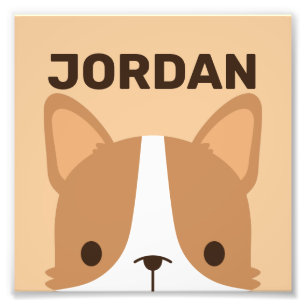 Cute Corgi Dog with Personalised Name Photo Print