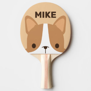 Cute Corgi Dog with Personalised Name Ping Pong Paddle