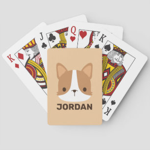 Cute Corgi Dog with Personalised Name Playing Cards
