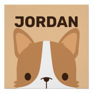 Cute Corgi Dog with Personalised Name Poster
