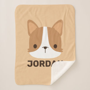 Cute Corgi Dog with Personalised Name Sherpa Blanket