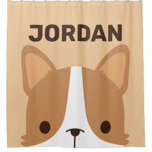 Cute Corgi Dog with Personalised Name Shower Curtain