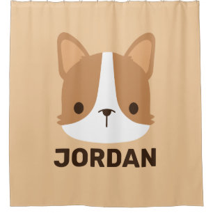 Cute Corgi Dog with Personalised Name Shower Curtain