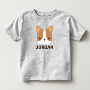 Cute Corgi Dog with Personalised Name Toddler T-Shirt