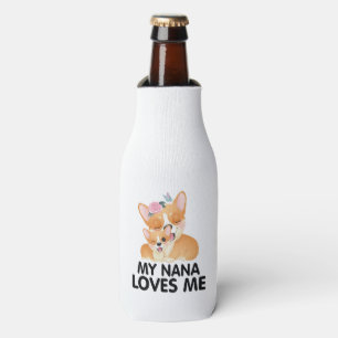 Cute Corgi Dogs - My Nana Loves Me Bottle Cooler