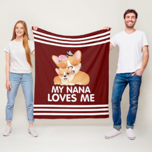 Cute Corgi Dogs - My Nana Loves Me Fleece Blanket