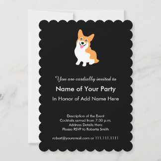 Cute Corgi Drawing - Add Your Own Text Invitation