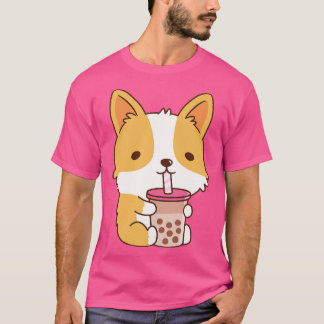 Cute Corgi Drinking Bubble Tea T-Shirt