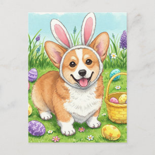 Cute Corgi Easter Eggs Postcard