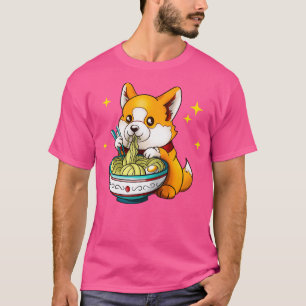 Cute Corgi Eating Ramen Soup Dog Lover T-Shirt