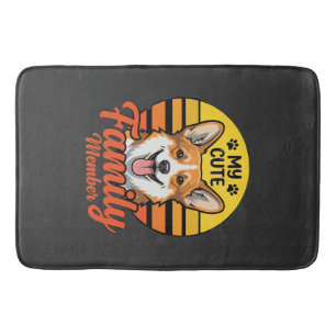 Cute Corgi Family Member Dog Lover Bath Mat