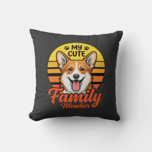 Cute Corgi Family Member Dog Lover Cushion