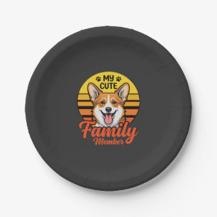 Cute Corgi Family Member Dog Lover Paper Plate