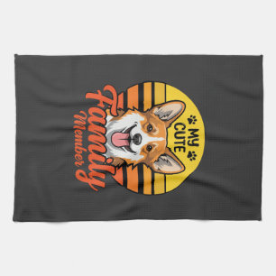 Cute Corgi Family Member Dog Lover Tea Towel