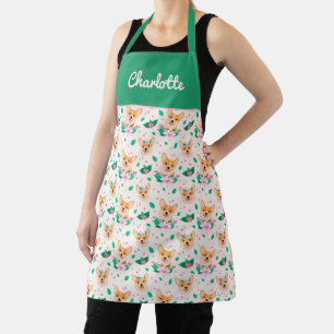 Cute Corgi Floral Apron
