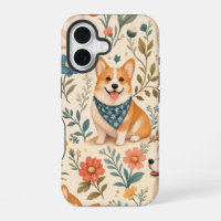 Cute Corgi Floral Garden Pattern