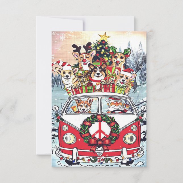 Cute Corgi Funny Christmas Dog Lover Corgi RSVP Card (Front)