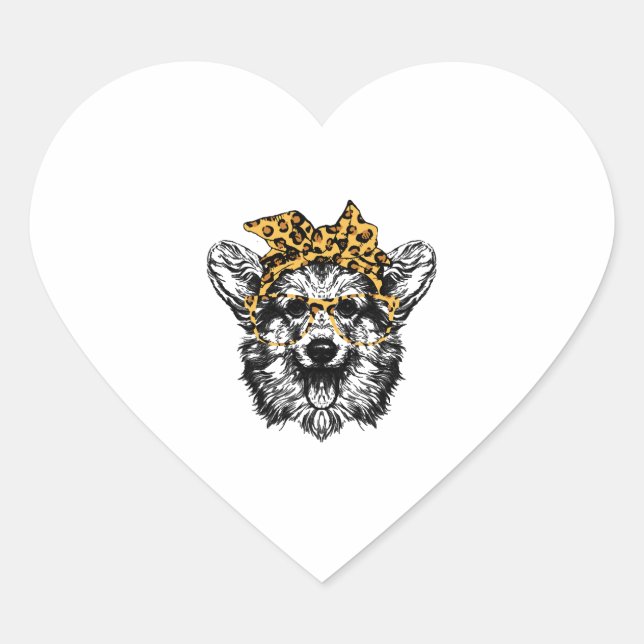 Cute Corgi Funny Dog Lover Gift Heart Sticker (Front)