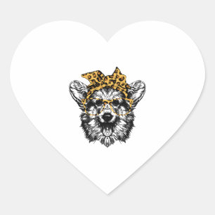 Cute Corgi Funny Dog Lover Gift Heart Sticker