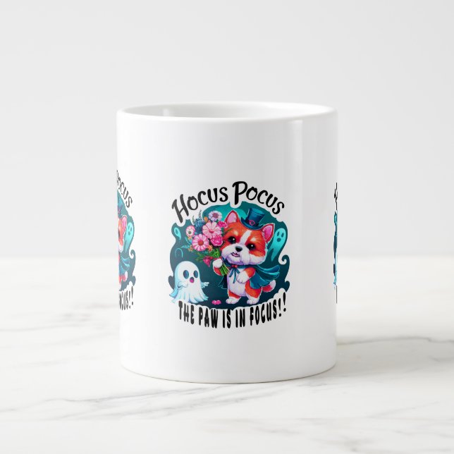 Cute Corgi Halloween Art: Hocus Pocus Theme Design Large Coffee Mug (Front)