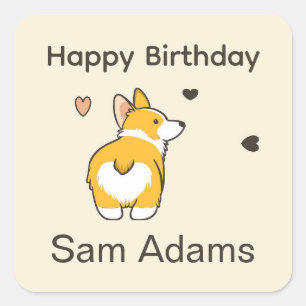 Cute corgi happy birthday square sticker