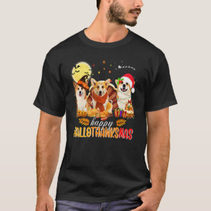 Cute Corgi Happy Hallothanksmas Halloween Thanksgi T-Shirt
