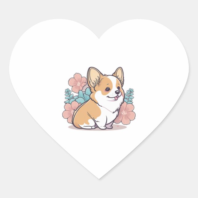 cute corgi  heart sticker (Front)