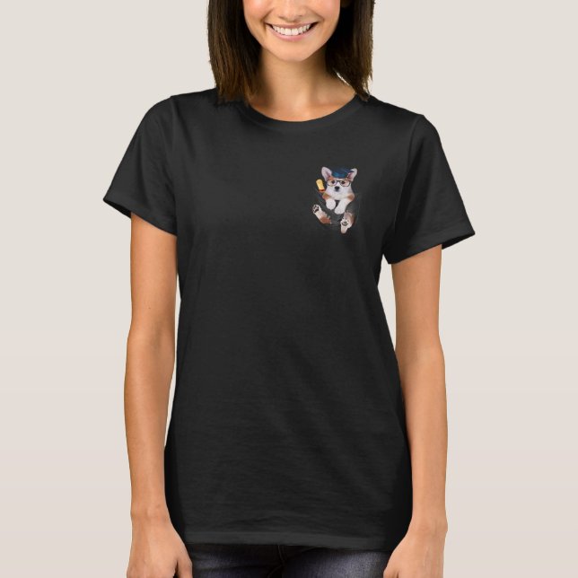 Cute Corgi In Pocket Tee Graduation Class Of 2022  (Front)