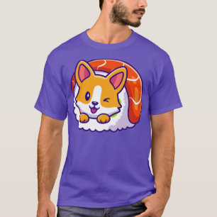 Cute Corgi In Sushi Roll Cartoon T-Shirt