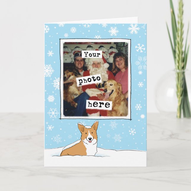Cute Corgi in the Snow - Photo Template Christmas (Front)