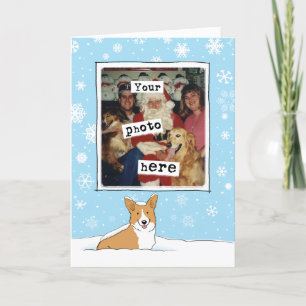 Cute Corgi in the Snow - Photo Template Christmas